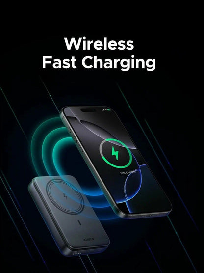 Extern trådlös batteri UGREEN PB562, 10000mAh, 20W, PD + FQI, 1 x QI - 1 x USB-C, Svart