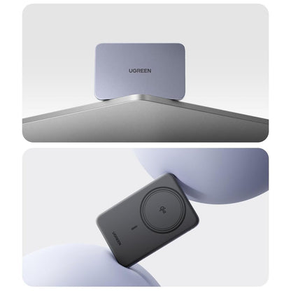 Trådlös Extern Batteri UGREEN PB580 (75984B), 5000mAh, 15W, PD + FQI, 1 x QI - 1 x USB-C, Grå