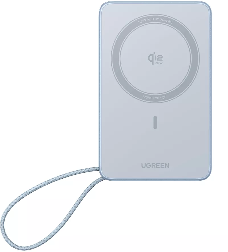 Trådlös Extern Batteri UGREEN MagFlow PB773 (65958), 10000mAh, 25W, PD + FQI, 1 x QI - 2 x USB-C, Blå