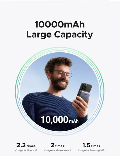 Extern trådlös batteri UGREEN PB562, 10000mAh, 20W, PD + FQI, 1 x QI - 1 x USB-C, Svart