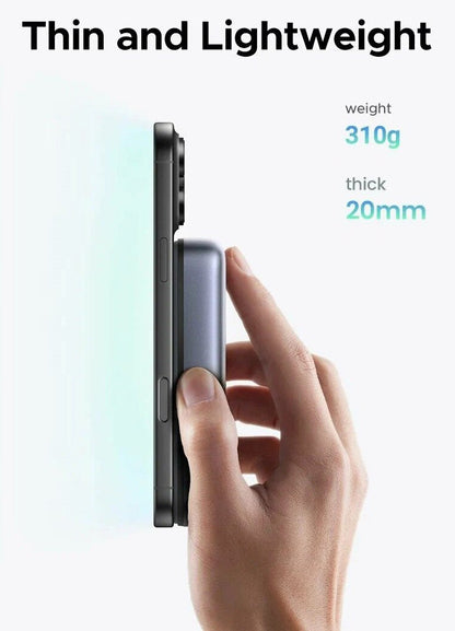 Extern trådlös batteri UGREEN PB562, 10000mAh, 20W, PD + FQI, 1 x QI - 1 x USB-C, Svart