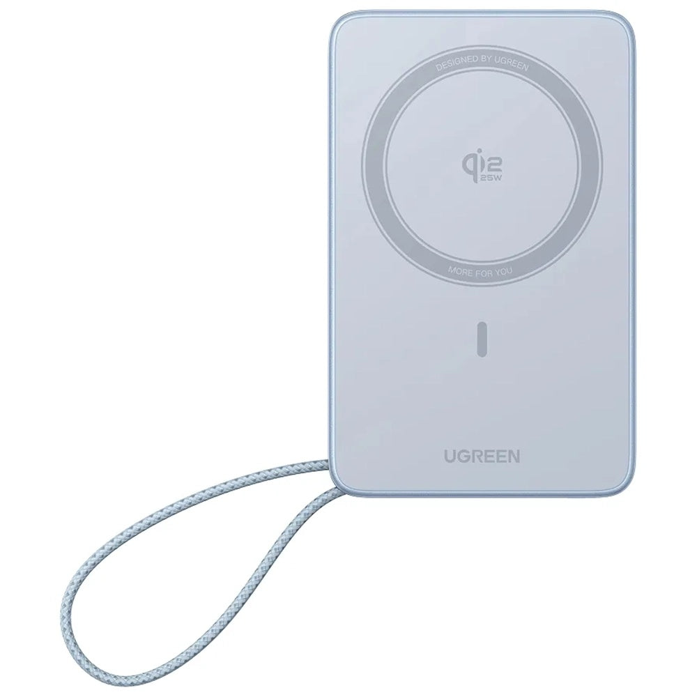 Trådlös Extern Batteri UGREEN MagFlow PB773 (65958B), 10000mAh, 25W, PD + FQI, 1 x QI - 2 x USB-C, Blå