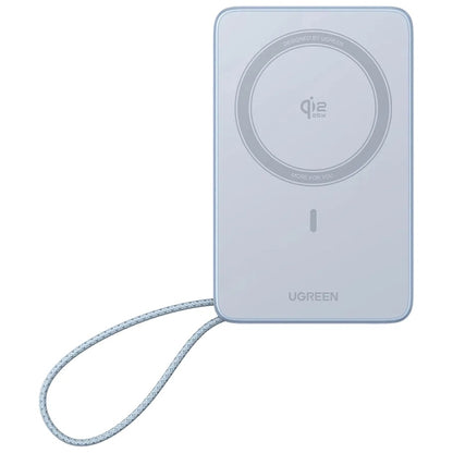 Trådlös Extern Batteri UGREEN MagFlow PB773 (65958B), 10000mAh, 25W, PD + FQI, 1 x QI - 2 x USB-C, Blå