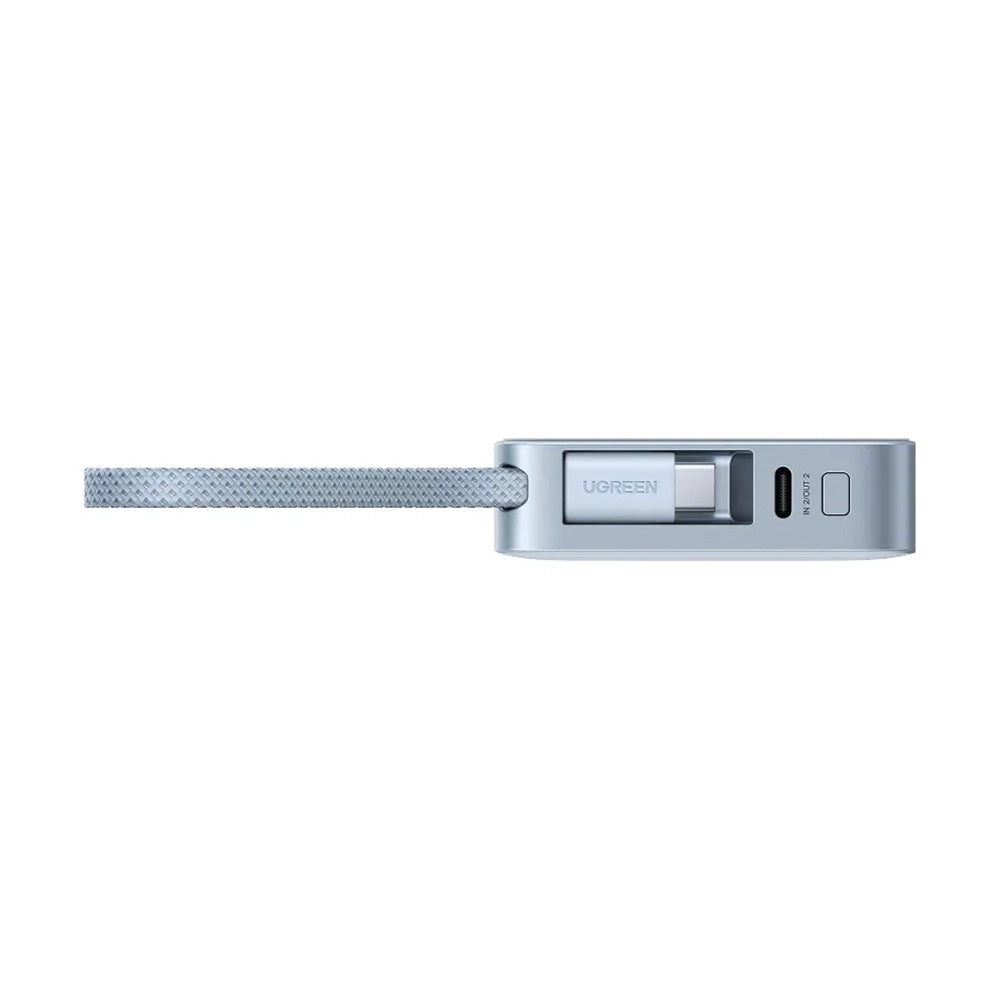 Trådlös Extern Batteri UGREEN MagFlow PB773 (65958B), 10000mAh, 25W, PD + FQI, 1 x QI - 2 x USB-C, Blå