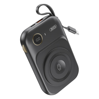 Trådlös Extern Batteri XO Design PR270, 10000mAh, 22.5W, QC + PD + QI, 1 x QI - 1 x USB-A - 1 x USB-C, Svart