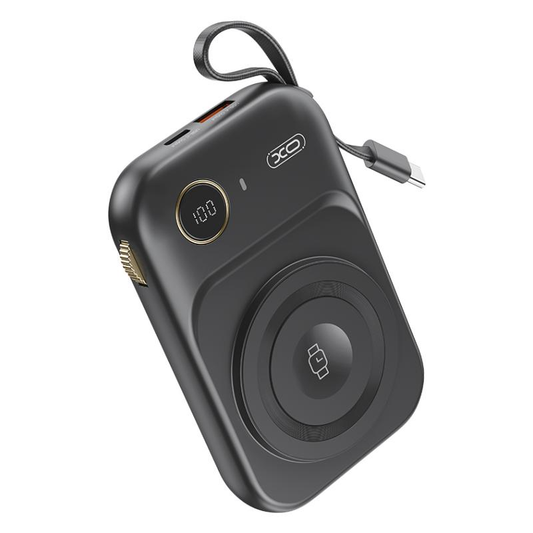 Trådlös Extern Batteri XO Design PR270, 10000mAh, 22.5W, QC + PD + QI, 1 x QI - 1 x USB-A - 1 x USB-C, Svart