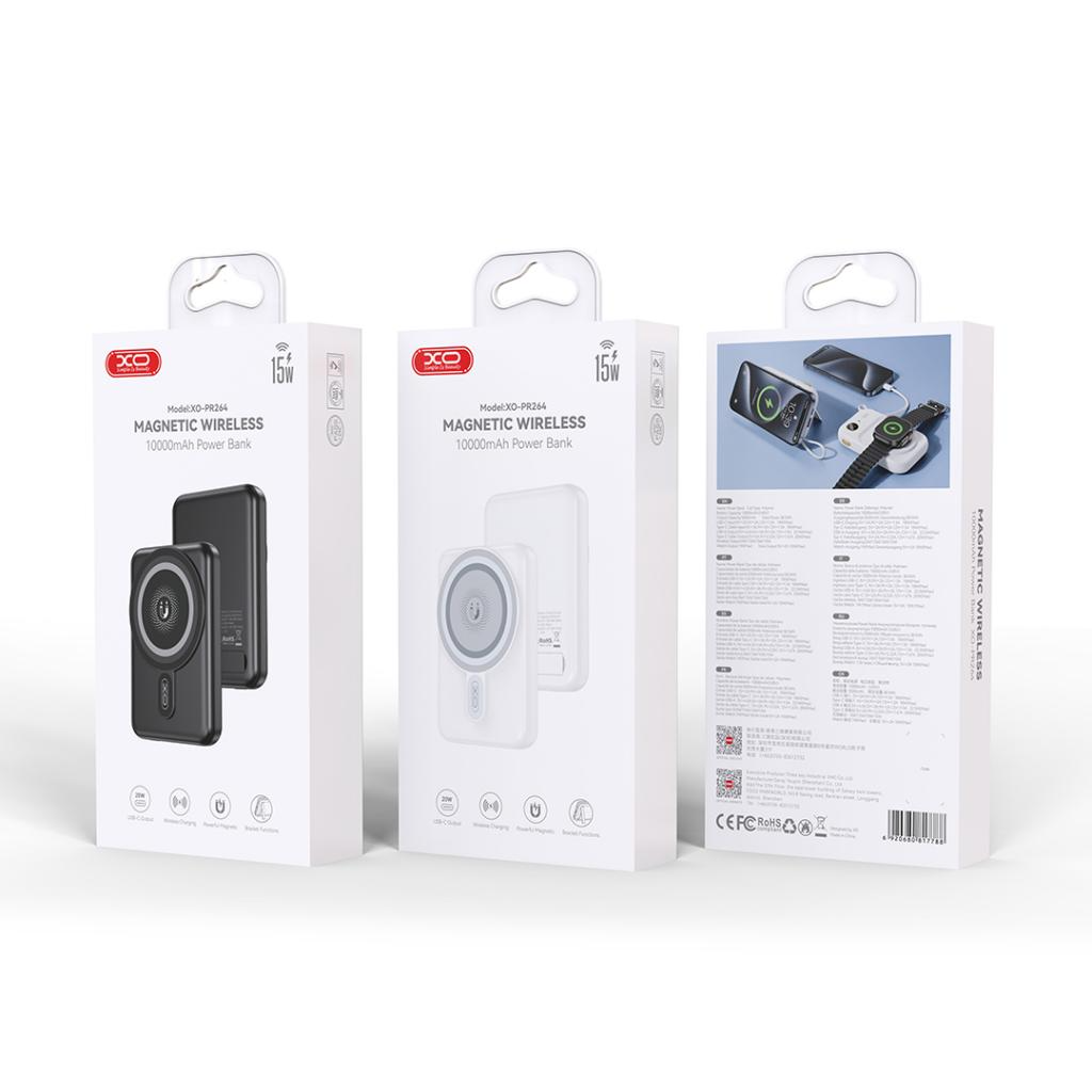 Trådlös Extern Batteri XO Design PR264, 10000mAh, 20W, PD + FQI, 1 x USB-C, Vit