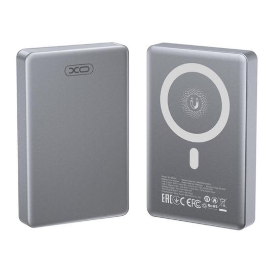 Trådlös Extern Batteri XO Design PR294, 10000mAh, 20W, PD + FQI, 1 x QI - 1 x USB-C, Grå