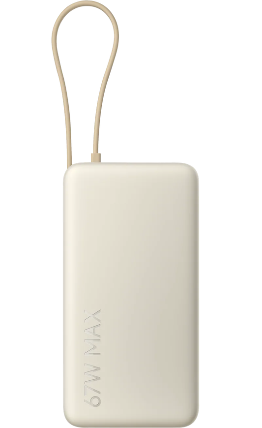 Xiaomi Extern Batteri, 20000mAh, 67W, QC + PD, 1 x USB-A - 2 x USB-C, Beige BHR08O7GL