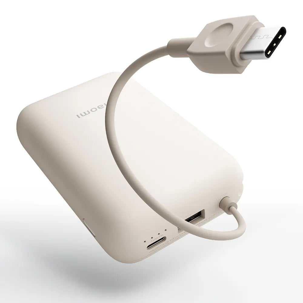 Xiaomi Pocket Extern Batteri, 10000mAh, 22.5W, QC + PD, 1 x USB-A - 2 x USB-C, Beige BHR9072GL