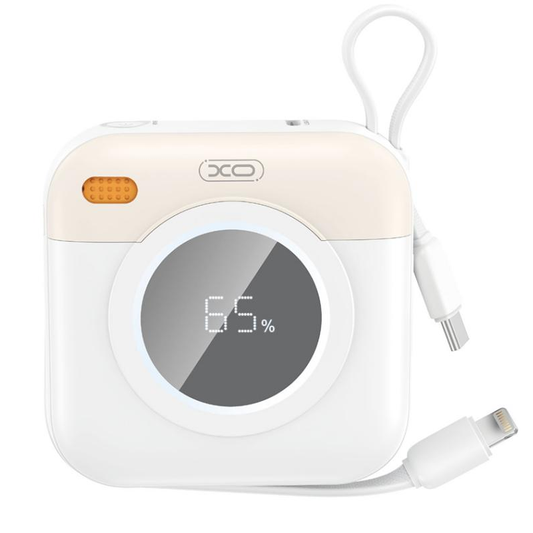 Extern batteri XO Design PR258, 10000mAh, 20W, QC + PD, 1 x Lightning - 1 x USB-C, Beige