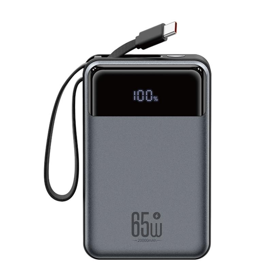 Externt batteri XO Design PR267, 20000mAh, 65W, QC + PD, 1 x USB-A - 2 x USB-C, Grå