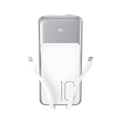 Extern batteri XO Design PR248, 10000mAh, 22.5W, QC + PD, 1 x Lightning - 1 x USB-A - 2 x USB-C, Vit