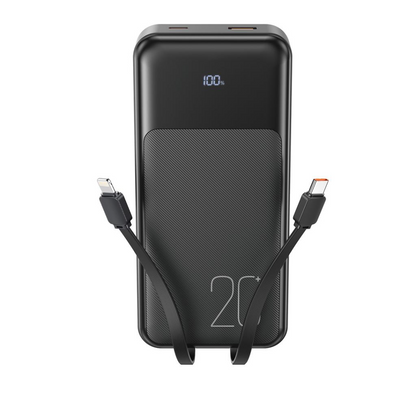 Extern batteri XO Design PR249, 20000mAh, 22.5W, QC + PD, 1 x Lightning - 1 x USB-A - 2 x USB-C, Svart