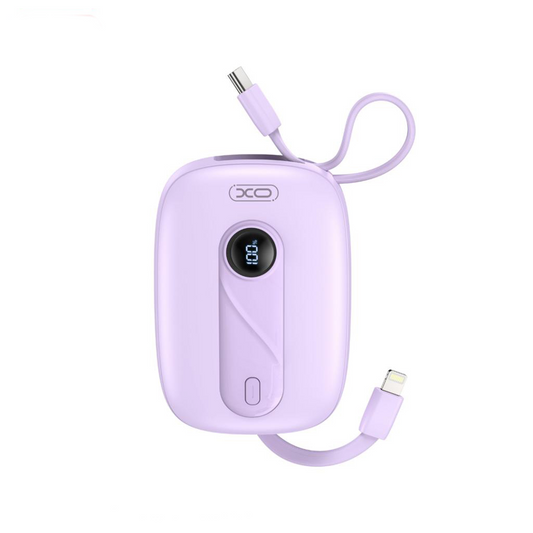 Extern batteri XO Design PR246, 10000mAh, 22.5W, PD, 1 x Lightning - 2 x USB-C, Lila