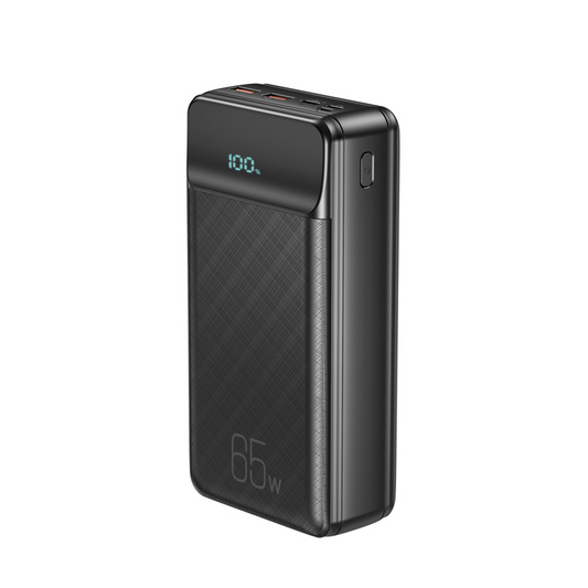 XO Design PR201 External Battery, 30000mAh, 65W, QC + PD, 1 x USB-C - 2 x USB-A, Black