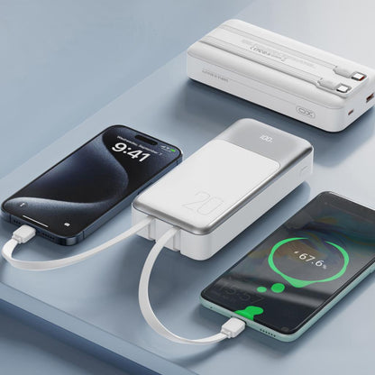 XO Design PR249 External Battery, 20000mAh, 22.5W, QC + PD, 1 x Lightning - 1 x USB-A - 2 x USB-C, White