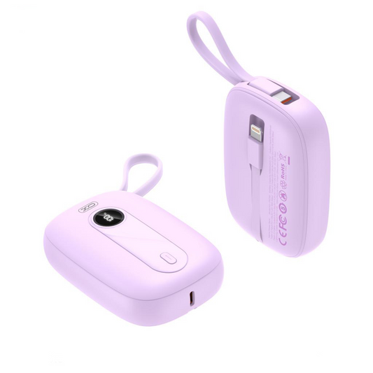 XO Design PR246 External Battery, 10000mAh, 22.5W, PD, 1 x Lightning - 2 x USB-C, Purple