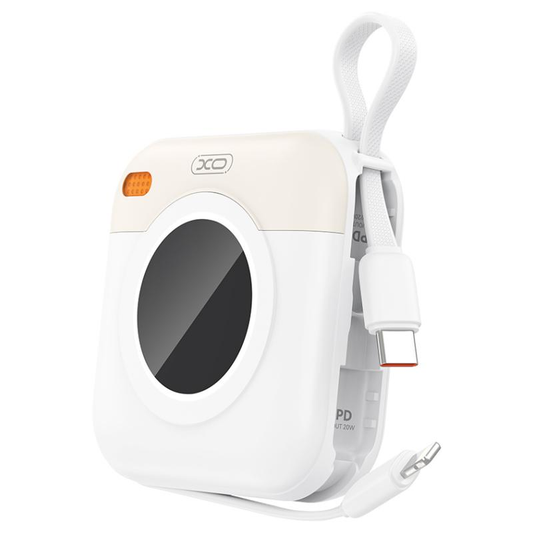 Extern batteri XO Design PR258, 10000mAh, 20W, QC + PD, 1 x Lightning - 1 x USB-C, Beige