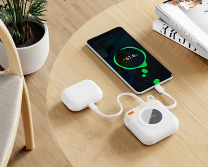 Extern batteri XO Design PR258, 10000mAh, 20W, QC + PD, 1 x Lightning - 1 x USB-C, Beige