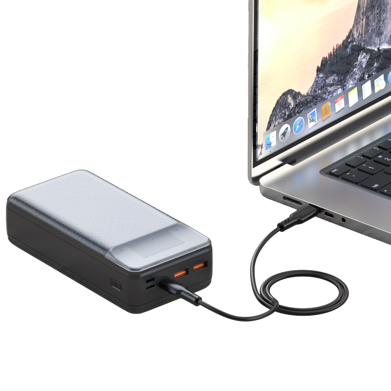 Extern batteri XO Design PR201, 30000mAh, 65W, QC + PD, 1 x USB-C - 2 x USB-A, Svart