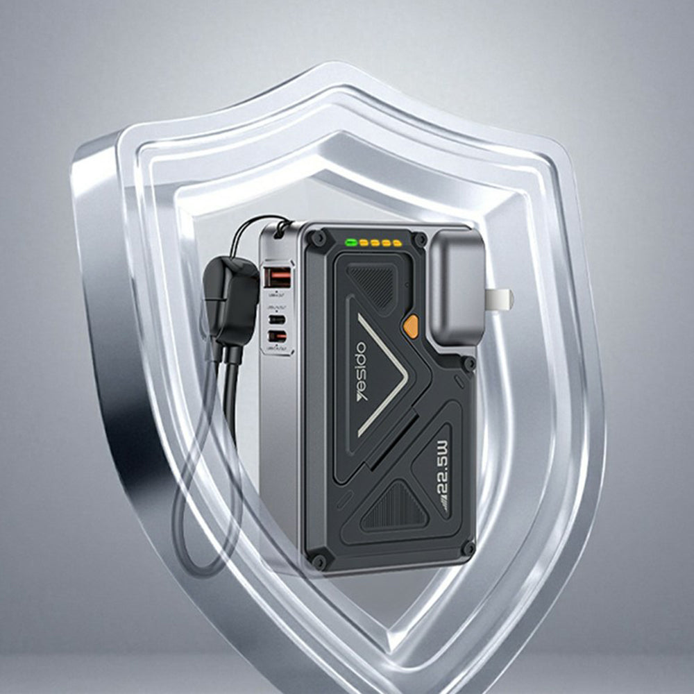 Extern batteri Yesido YP89, 10000mAh, 22.5W, QC + PD + FQI, 1 x Lightning - 1 x QI - 1 x USB-A - 1 x USB-C, Grå