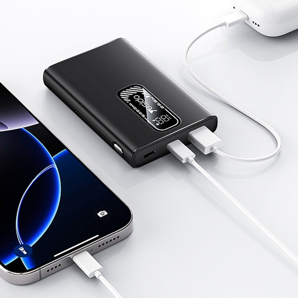 Extern batteri Yesido YP92, 5000mAh, 22.5W, QC + PD, 1 x USB-A - 1 x USB-C, Svart