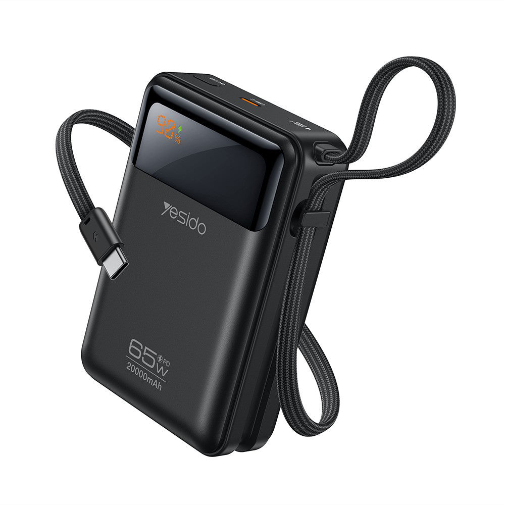 Yesido YP97 Extern Batteri, 20000mAh, 65W, PD, 2 x USB-C, Grå