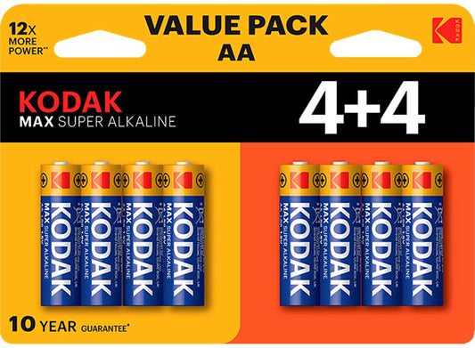 Kodak Max Alkaline-batteri, AA / LR6, Set om 8 stycken EKSTD30419902P8