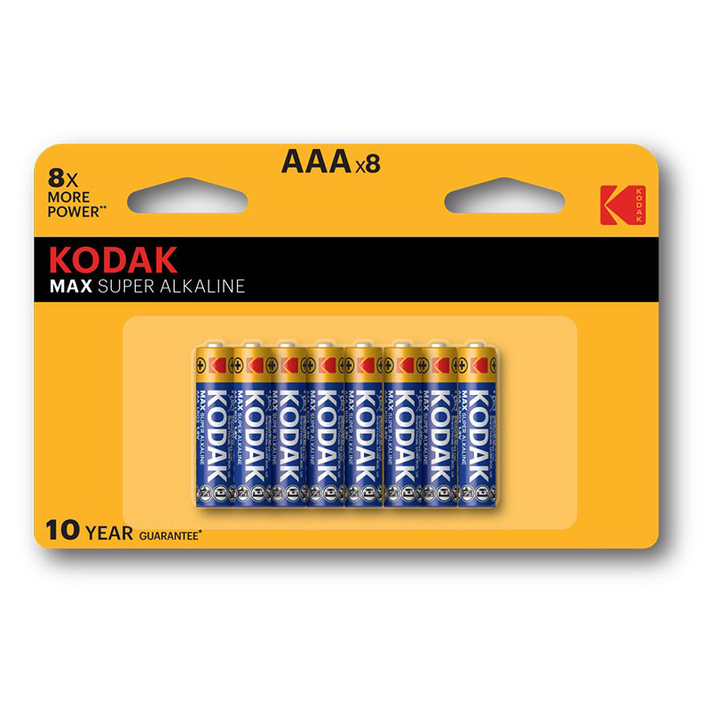 Kodak Max Alkaline-batteri, AAA / LR3, Set om 8 stycken EKSTD30419896P8