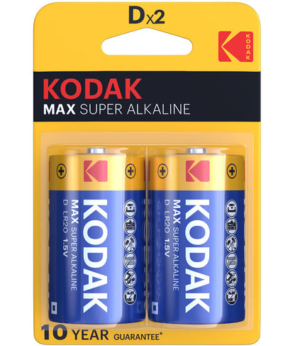Kodak Max Alkaline-batteri, LR20, Set om 2 stycken