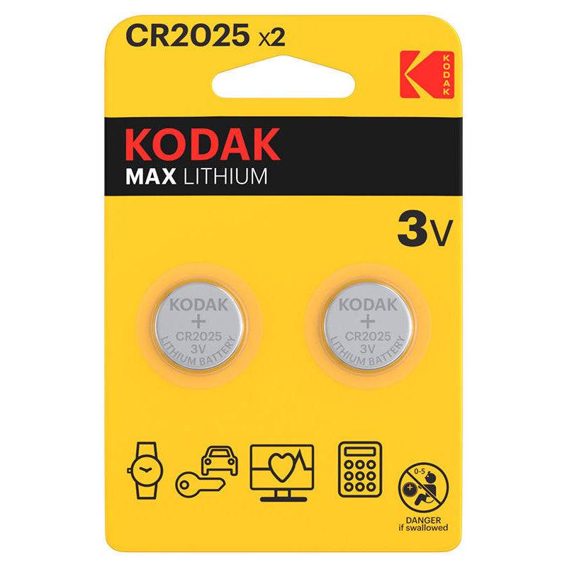 Kodak Max Lithium-batteri, CR2025, Set om 2 stycken