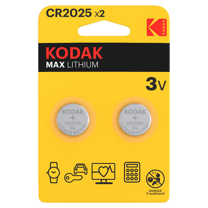 Kodak Max Lithium-batteri, CR2025, Set om 2 stycken