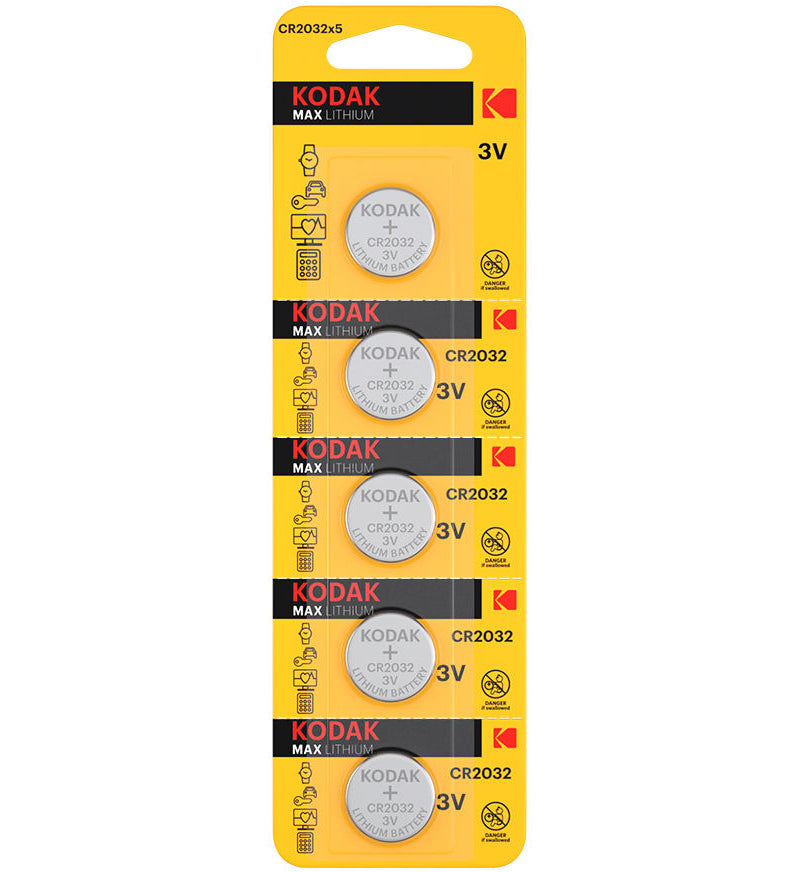 Kodak Max Lithium-batteri, CR2032, Set om 5 stycken