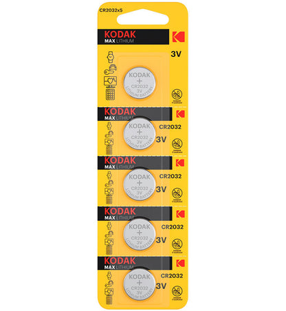 Kodak Max Lithium-batteri, CR2032, Set om 5 stycken