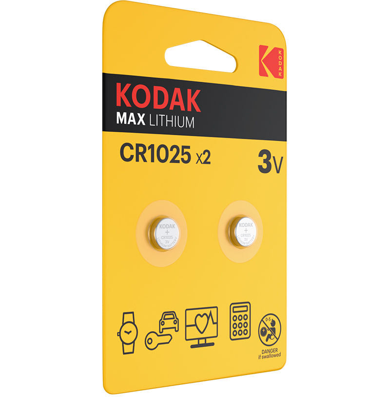 Kodak Max Lithium-batteri, CR2025, Set om 2 stycken