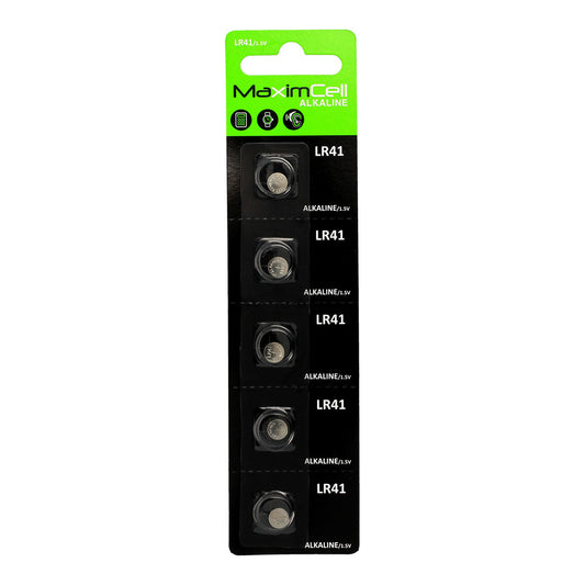 MaximCell-batteri, LR41 / AG3, Set om 5 stycken
