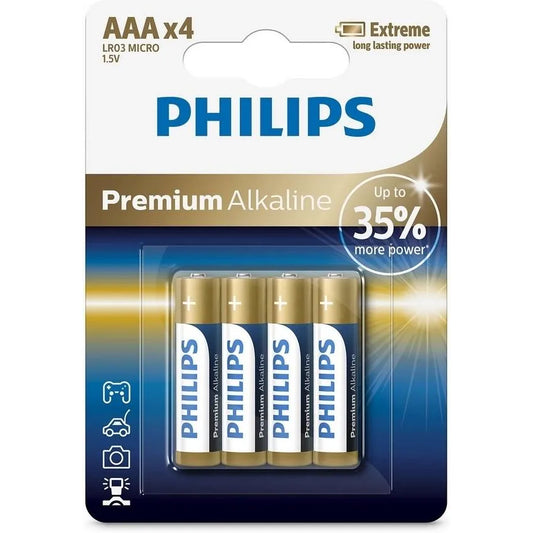 Philips Premium-batteri, AAA / LR3, Set om 4 stycken Phil-LR03M4B/10