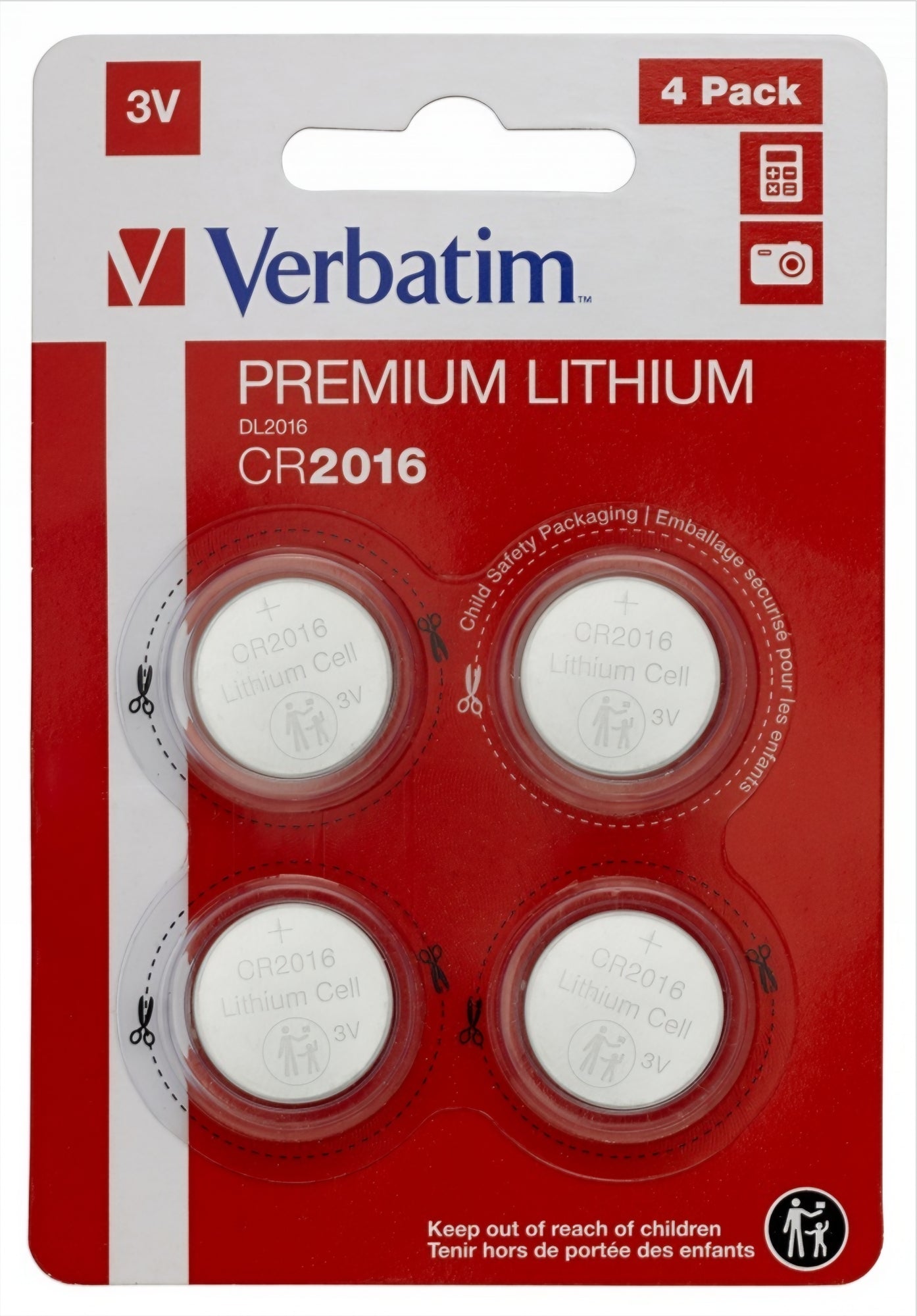 Verbatim Premium-batteri, CR2016, Set om 4 stycken 49531