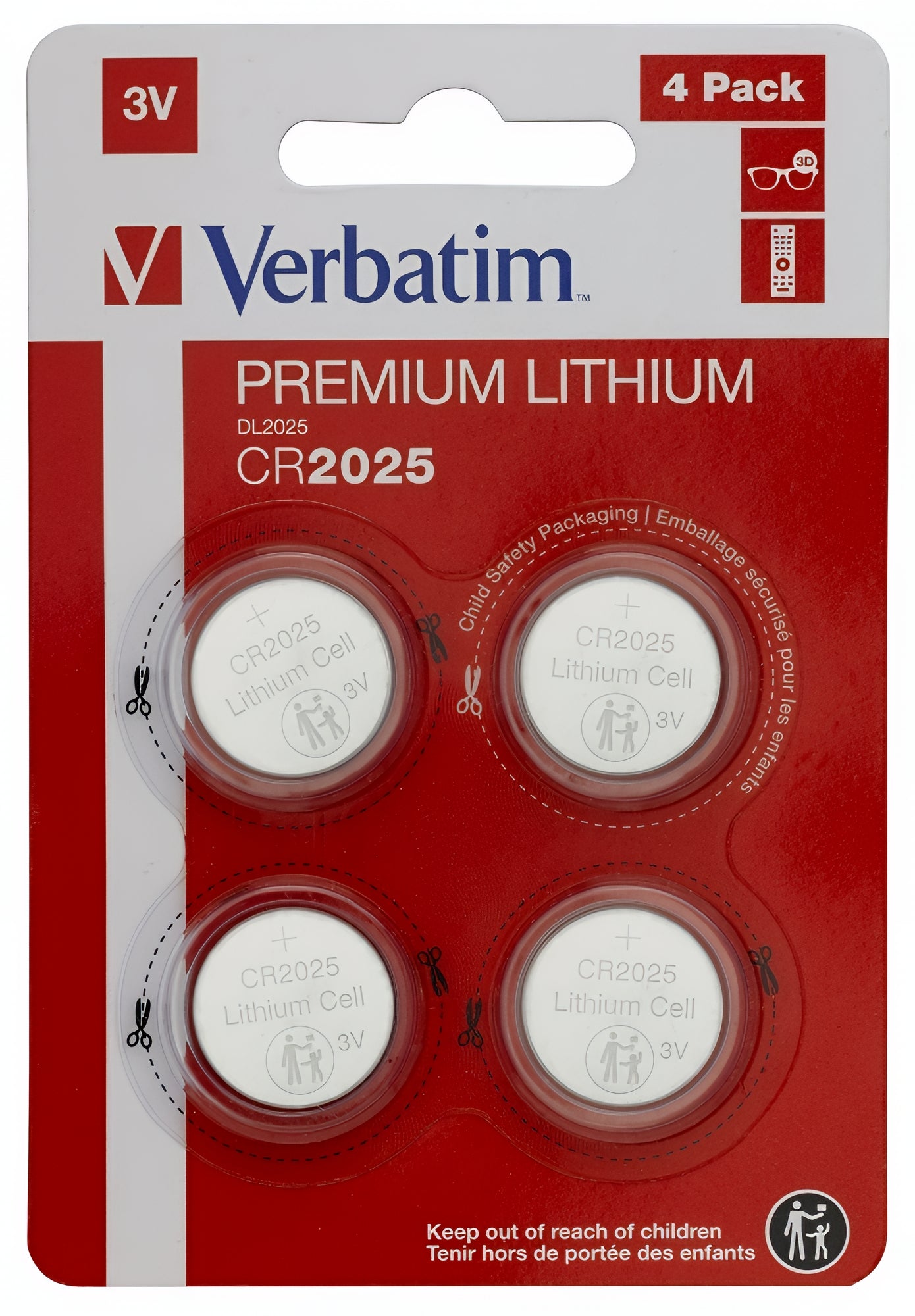 Batteri Verbatim Premium, CR2025, Set om 4 stycken 49532