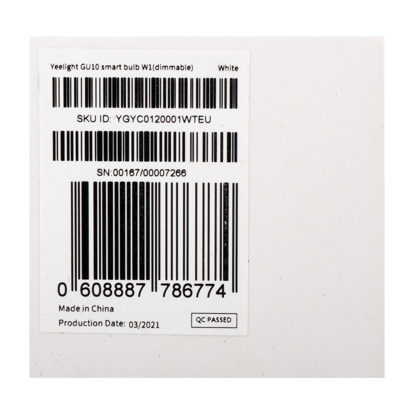 Yeelight W1 LED-lampa, Wi-Fi, GU10, 4,8W, 2700K, 350lm, vit YLDP004