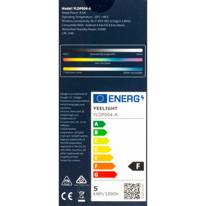 LED-lampa Yeelight W1, Wi-Fi, GU10, 4.5W, 2700K - 6500K, 350lm, Set om 4 stycken, Flerfärgad YLDP004-A