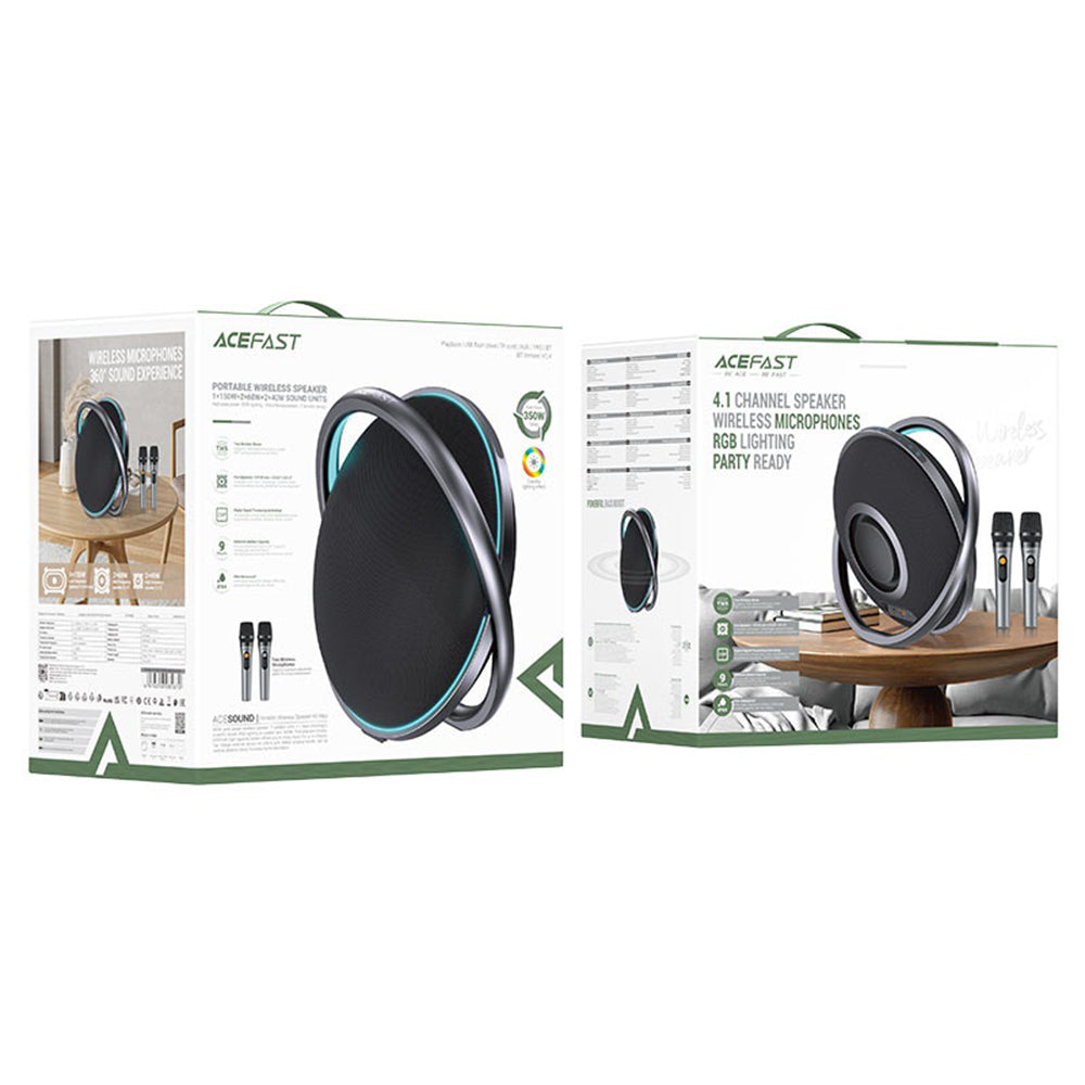 Bluetooth-högtalare Acefast Karaoke K5 Max, 350W, TWS, RGB, Vattentät, Svart