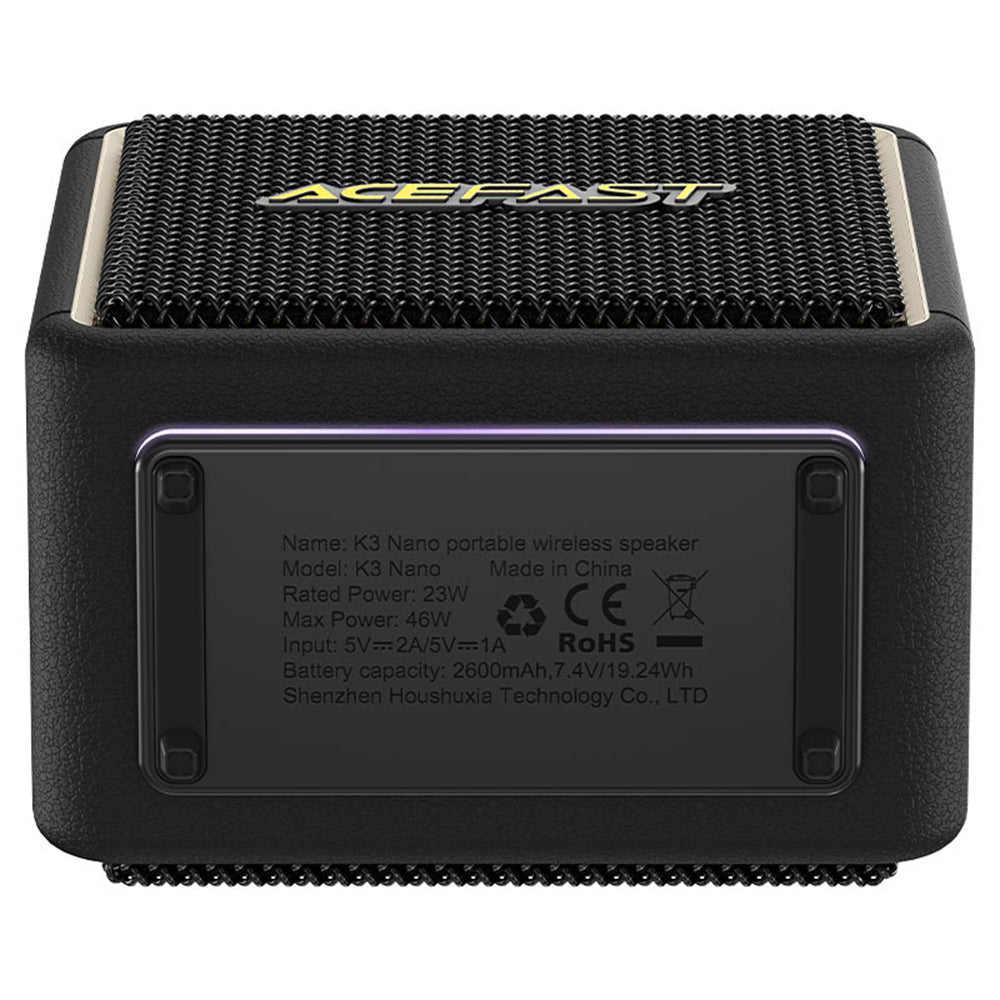 Bärbar Bluetooth-högtalare Acefast K3 Nano, 1 x 30W - 1 x 16W, RGB, Vattentät, Svart