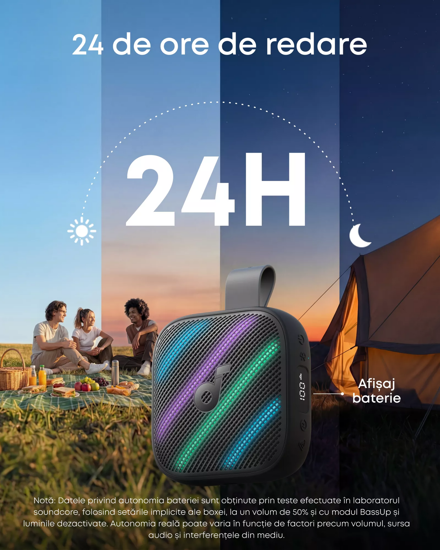 Bärbar Bluetooth-högtalare Anker SoundCore Boom Go 3i, 15W, TWS, RGB, Vattentät, Svart D5103010
