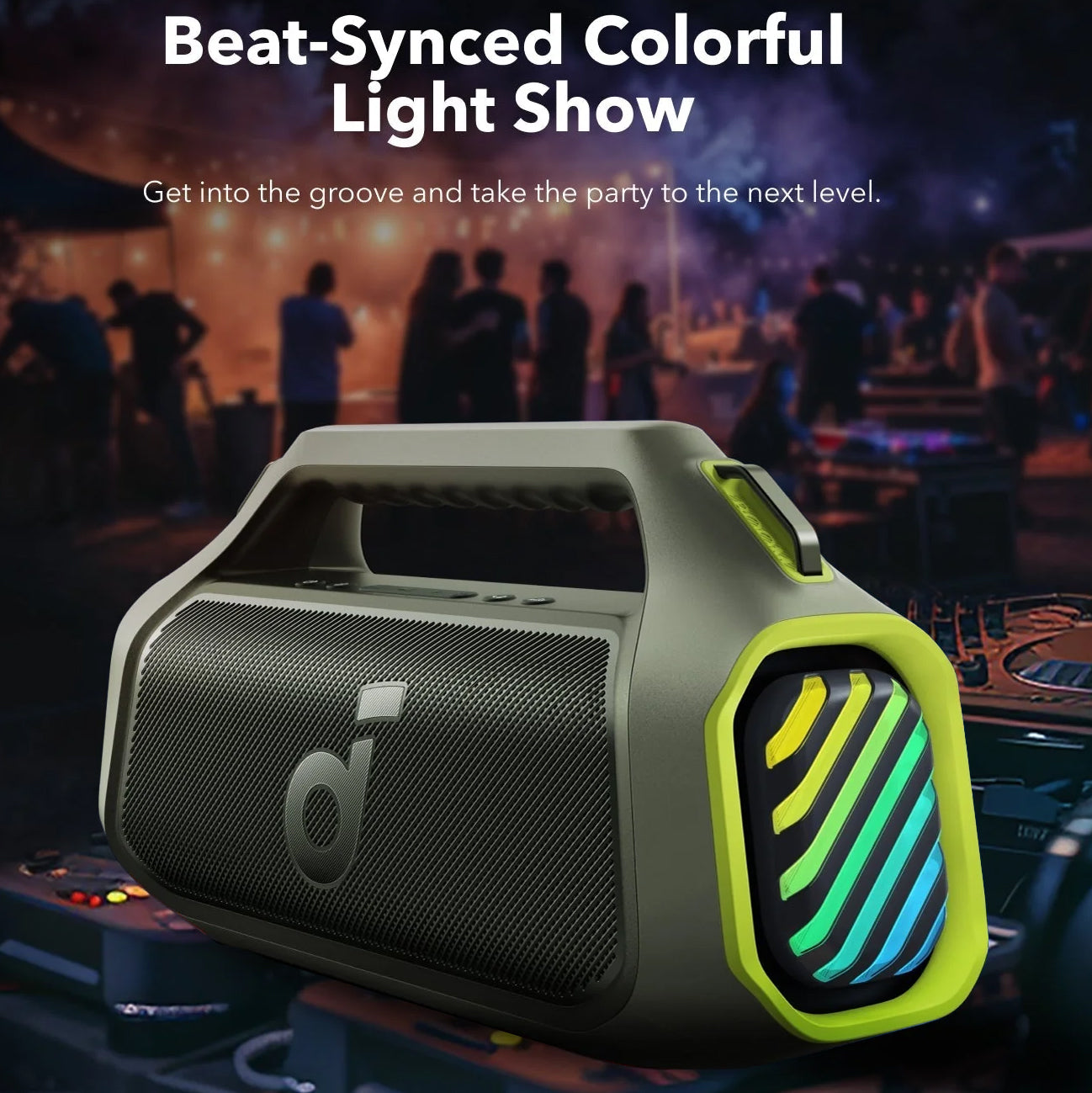 Bärbar Bluetooth-högtalare Anker SoundCore Boom 2 Plus, 140W, TWS, RGB, Vattentät, Grön A3134061