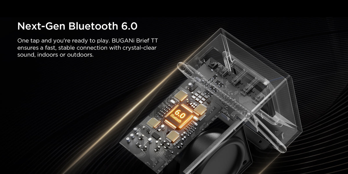 Bärbar Bluetooth-högtalare Bugani Brief TT, 60W, RGB, Vattentät, Svart Guld