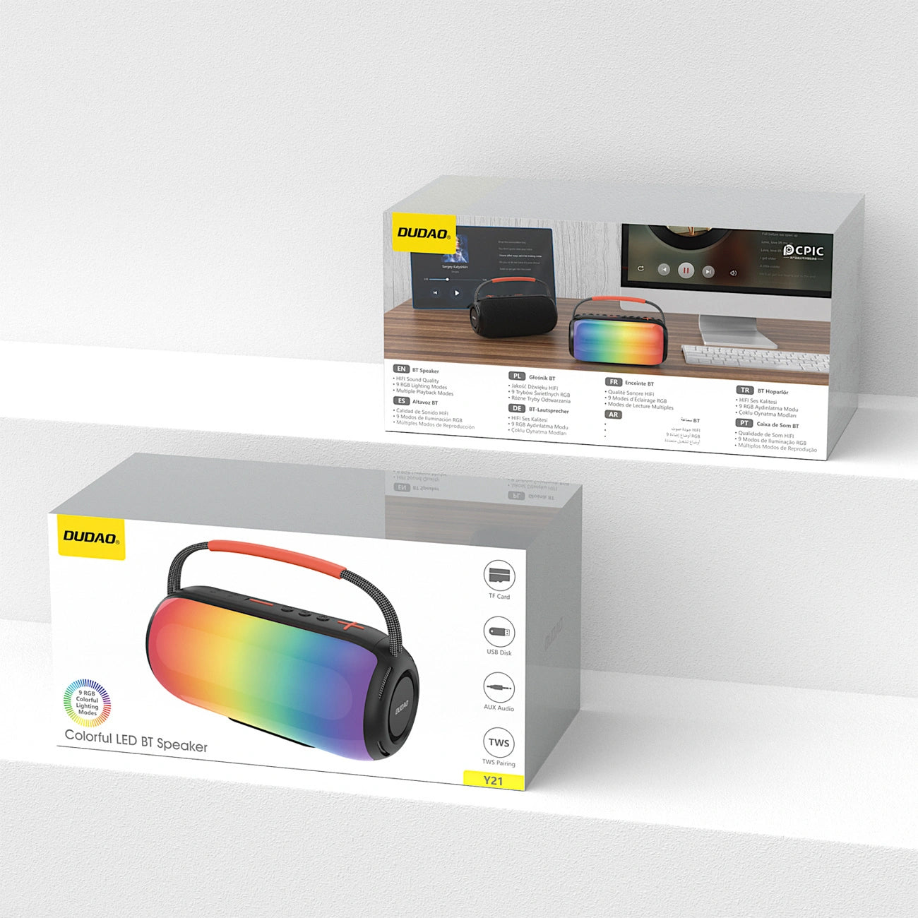 Bärbar Bluetooth-högtalare Dudao Y21, 2 x 5W, TWS, RGB, Svart