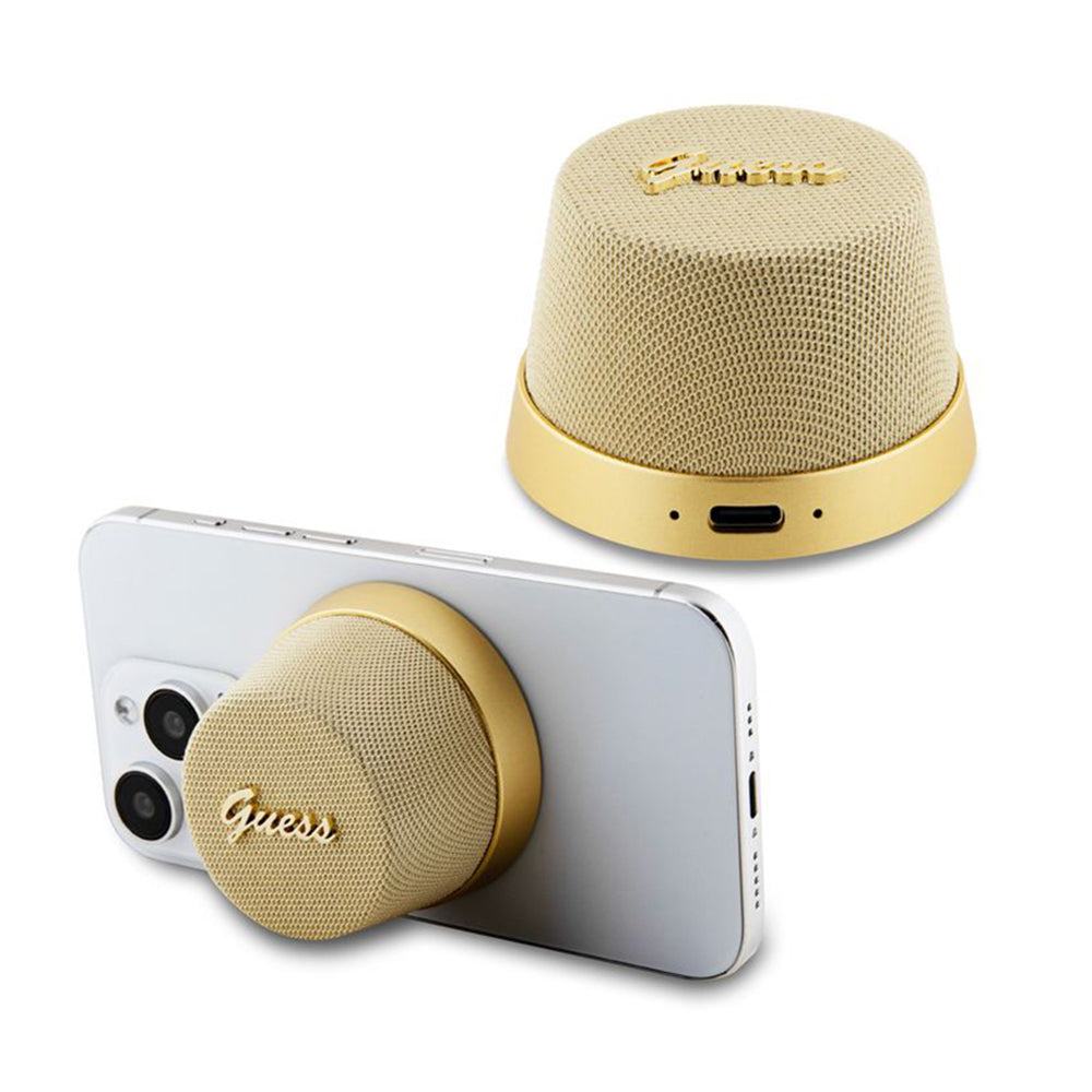 Bärbar Bluetooth-högtalare Guess Stand Magnetic Script Metal, 3W, Guld