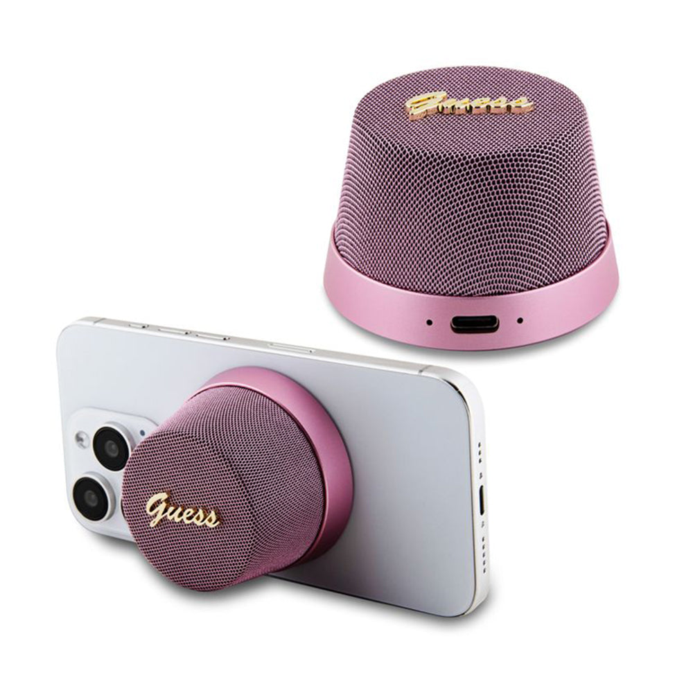 Bärbar Bluetooth-högtalare Guess Stand Magnetic Script Metal, 3W, Rosa